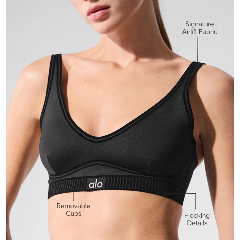 ALO Yoga Black V-Neck Airlift Sports Bra